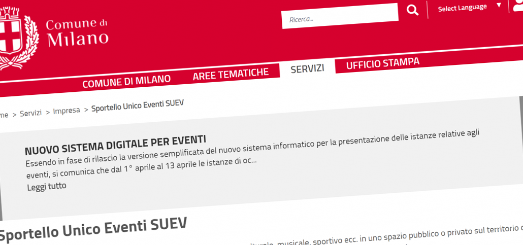 APPLICAZIONE PRENOTAZIONE EVENTI - COMUNE DI MILANO
