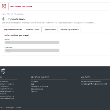 Interfaccia utente della Governance Console della Roma Data Platform