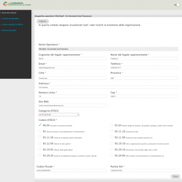 Scheda Operatore in back office Tool Ancillaries