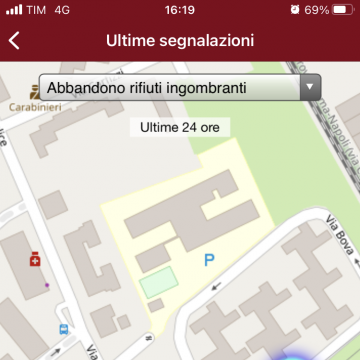 Mappa delle segnalazioni generata da RDP in App
