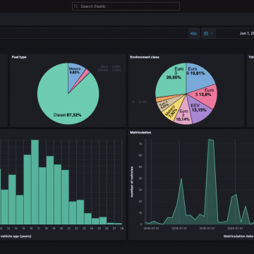 DSS e-SMART - LTP Fleet: La dashboard mostra il numero di automezzi, la tipologia di alimentazione, la classe ambientale e la capienza totale dei passeggeri. Interessante il dato in merito all'età del veicolo e l'immatricolazione degli stessi. 