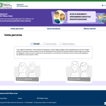 Home page del portale e inizio del percorso per l'utente