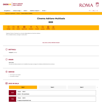 Integrazione cinema, eventi e feed da location selezionate