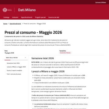Dati.Milano | Approfondimento - Prezzi al consumo maggio 2026