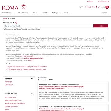 Pagina dei risultati del motore di ricerca