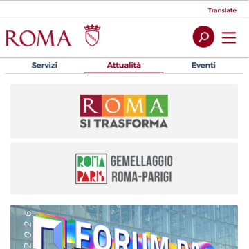 Home page del Portale Istituzionale in versione Mobile