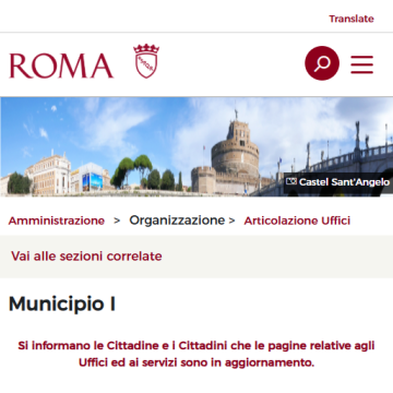 La home municipale in versione mobile