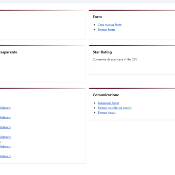 Vista di gestione dell'admin del Backoffice