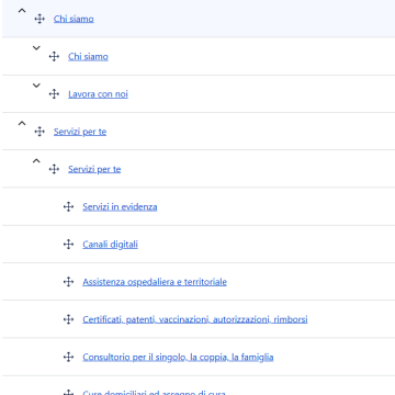 Gestione delle voci di menù