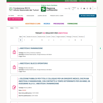 Istituto Tumori - Motore di ricerca