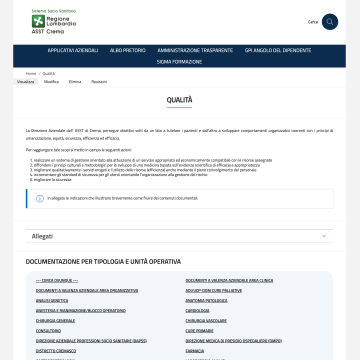 ASST Crema | Pagina standard intranet