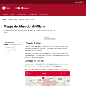 Dati.Milano | Progetti speciali - Mappa dei municipi